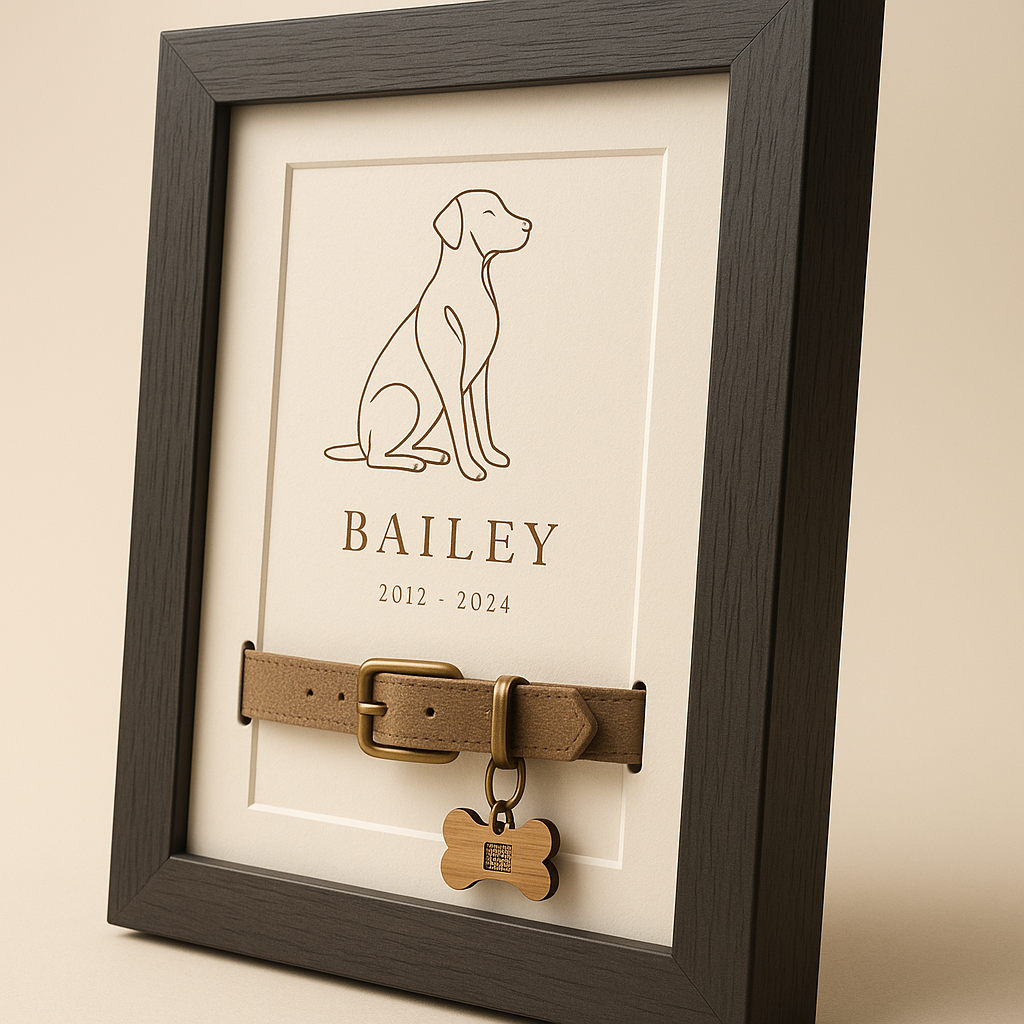 The Story Plaque frame, side angle view