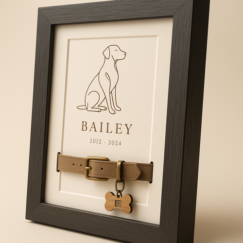 The Story Plaque frame, side angle view