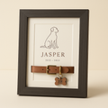 The Story Plaque memorial keepsake frame with pet collar display, studio product photo